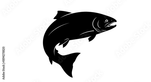 Black silhouette of tuna isolated on white background vector illustration