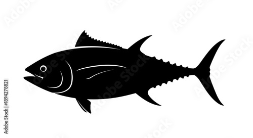 Black tuna icon isolated on a white background illustration