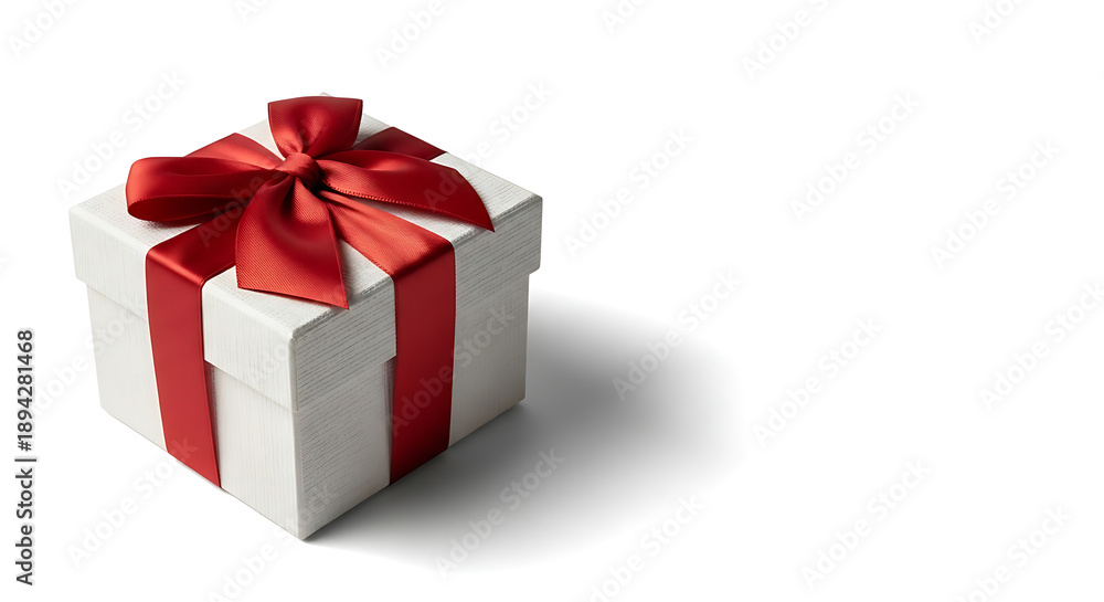 Obraz premium Gift Presentation, Wrapped Box, Holiday Celebration, Photo, Bright Studio, Close-Up View, Joyful Surprise
