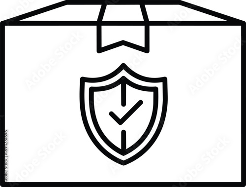 Secure package with shield and checkmark, symbolizing protection and safety