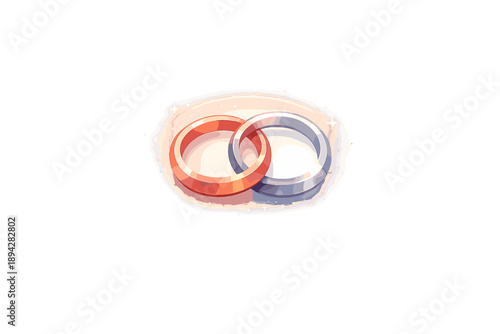 Interlocking Rings Icon. Interlocking rings icon with a soft glow halo and tiny sparkle dust, clean wide negative space for a