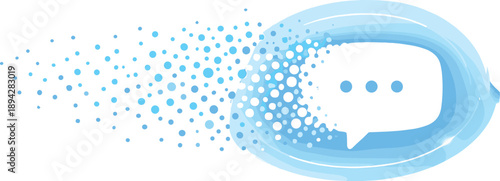 Structured Communication Visualized. Message clarity concept with scattered dots forming into a clean speech bubble icon, gentle