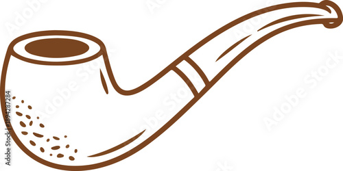 Vintage Smoking Pipe Line Icons Set  Curved Stem and Classic Bowl Shapes