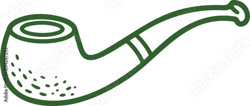 Vintage Smoking Pipe Line Icons Set  Curved Stem and Classic Bowl Shapes