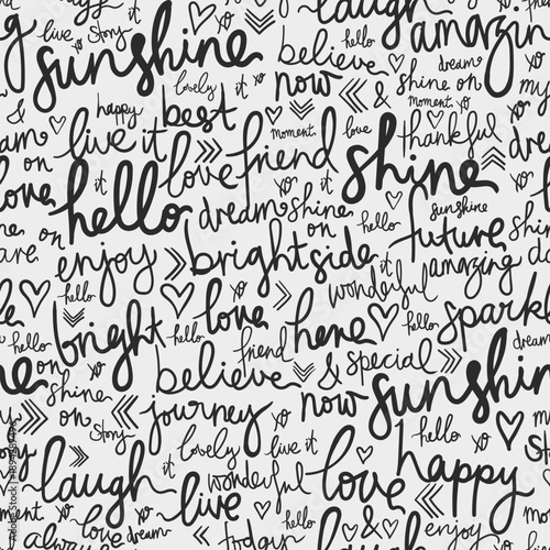 Handwritten Inspirational Typography Pattern with Positive Quotes