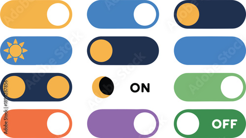 Light & Dark Mode Toggle Switch Icons  UI Theme Control Buttons