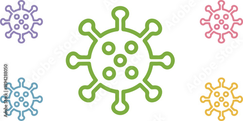 Virus & Microbe Icon Set  Colorful Outline Biological Symbols