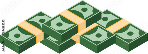 Dollar Bill Stack Icon  Isometric Cash Pile Business & Finance Illustration