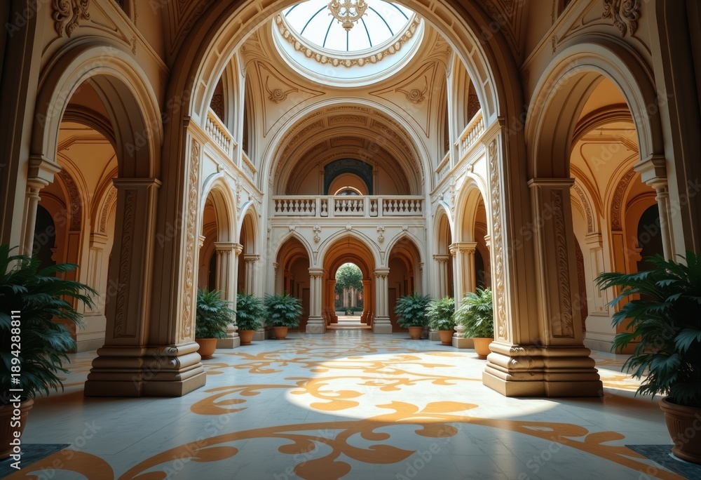 Obraz premium Flowing Curves and Floral Motifs in Art Nouveau Splendor Captured in Breathtaking Photography