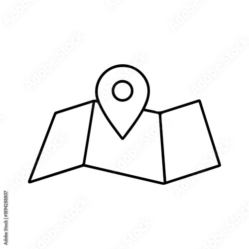 Map with a pin line icon vector on a white background
Vector line icon