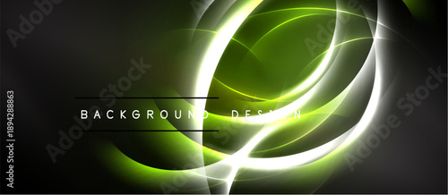 Abstract green energy swirls, luminous lines, dark backdrop. Modern design element for digital projects, presentations.