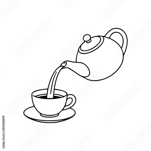 kettle is pouring tea line icon vector on a white background
Vector line icon