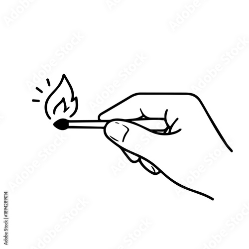 match is lit line icon vector on a white background
Vector line icon