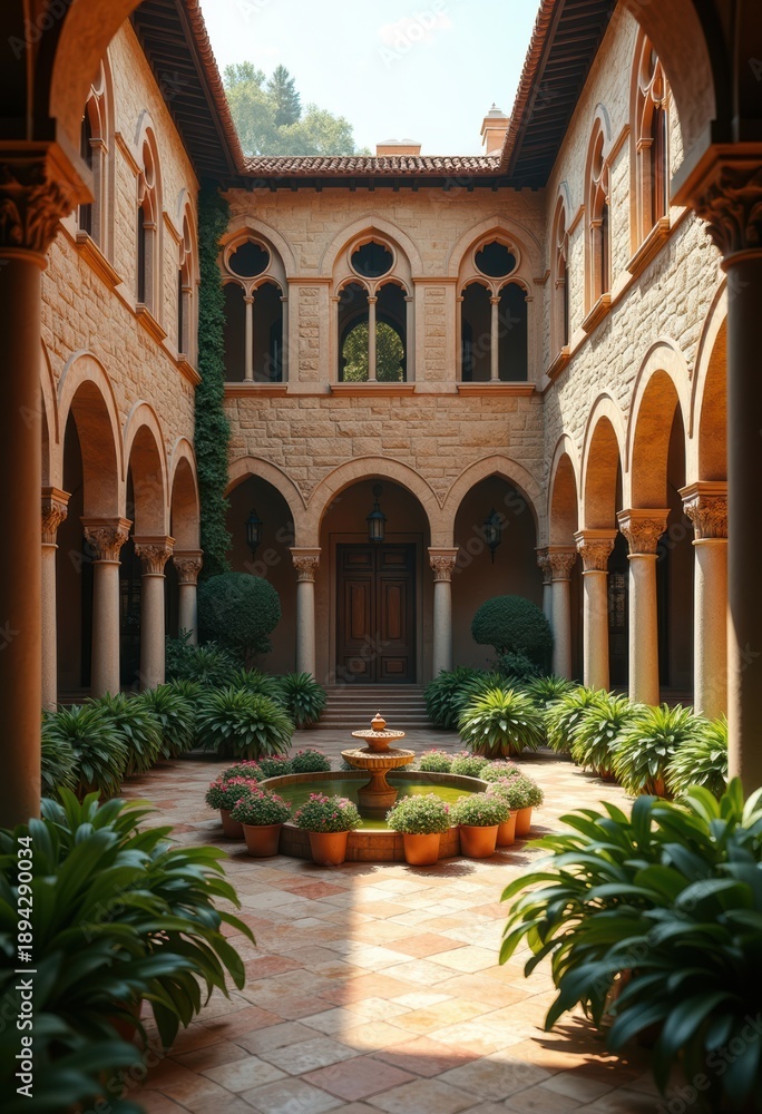 Fototapeta premium Renaissance Palazzo Courtyard Rusticated Stone Elegance Timeless Beauty Classical Finesse