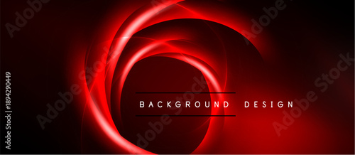Abstract red swirl design. Dark background creates dramatic visual effect. Modern aesthetic suitable for banners, presentations.