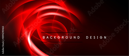 Red abstract lines create swirling energy. Dark background emphasizes bright, glowing effect. Text reads background design.