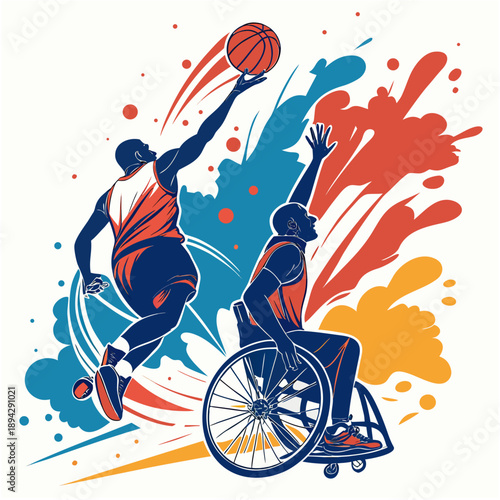 Wheelchair Basketball Players in Action - Dynamic Sports Illustration