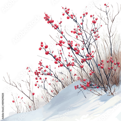 watercolor of Winter Snow Drift, vector, isolated on a white background.