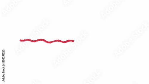Video. Wavy red line animation. . Great for highlighting creativity and energy. Strokes with pencil or charcoal bubbles in wavy lines, Animation on a white background 4K.