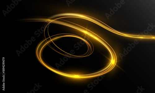 Light golden glowing energy ring with flowing trails on dark background.
