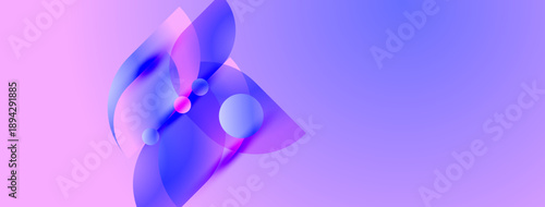 Abstract shapes, flowing forms, pinkpurple gradient. Soft colors create modern visual experience. Minimalist design.