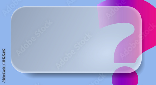  Glassmorphism UI, ASK ME QUESTION frame story quiz template with frosted translucent panel, abstract question mark shapes. Minimal Banner for stories, quizzes, polls, apps, social media layouts.