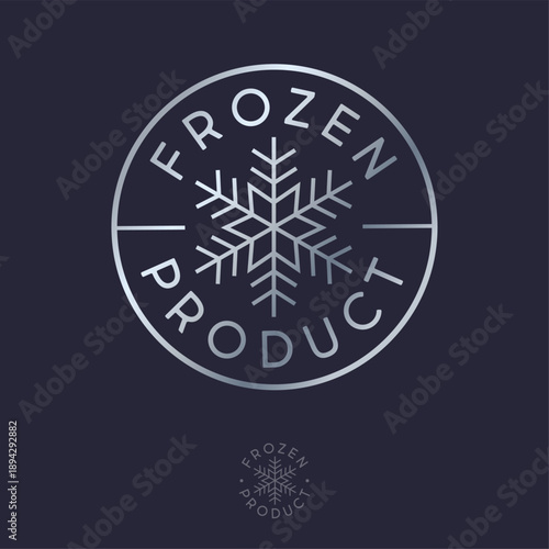 Frozen food packaging icon. Minimalistic linear icon. Food packaging sticker. Simple icon, frozen food.