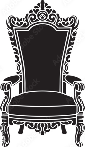 Elegant Vintage Royal Throne Armchair Black Silhouette Vector