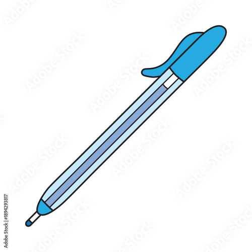 Blue ballpoint pen illustration isolated vector
