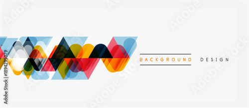 Abstract colorful shapes overlap, creating dynamic visual pattern. White background enhances vibrant design elements. Modern aesthetic.