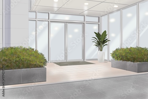 Modern office building entrance background