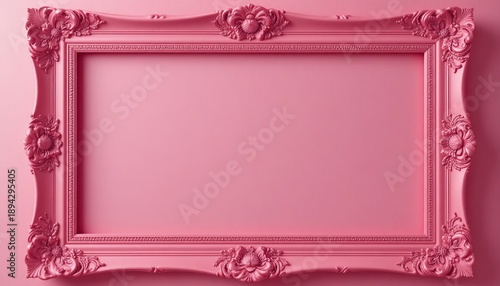 Elegant pink picture frame with ornate floral decorations