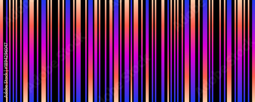 Modern barcode vertical lines with vibrant neon gradient colors on black background.