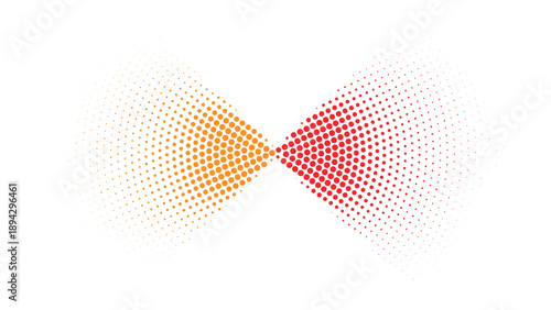 Abstract halftone dot diamond split color composition with orange and red gradient, modern geometric background for branding, digital art, creative marketing and visual design