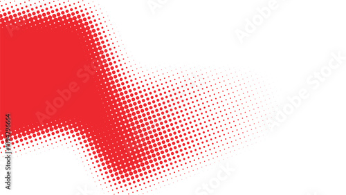 Bold red halftone dotted wave block with smooth curved edge, abstract modern background for striking branding, posters, digital layouts and high impact visual design