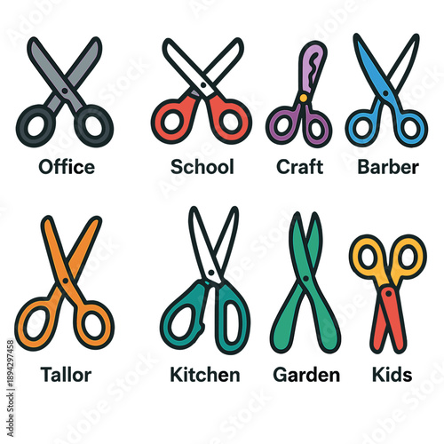 Colorful scissors collection for various uses ? office, school, craft, more