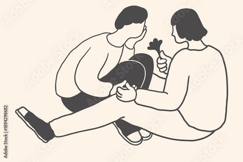 couple in hand drawn style in vector. Elements for decoration design mail posts postcards poster print invitation