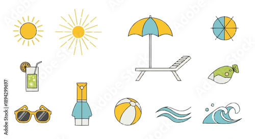 Beach with umbrella chair sun sunglasses summer