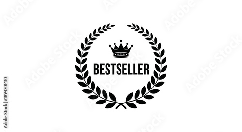 Minimalist Bestseller Laurel Wreath Icon for Product Ranking, isolated white background.