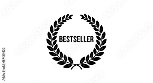Simple Bestseller Laurel Wreath Emblem for Top Selling Products, isolated white background.