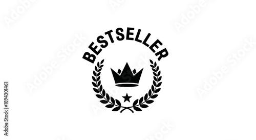 Bestseller Crowned Laurel Wreath Badge Design Isolated on White Background
