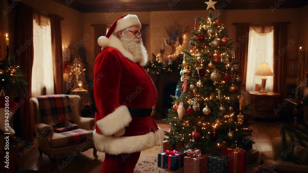 custom made wallpaper toronto digitalSanta Claus with Gift in Cozy Christmas Home