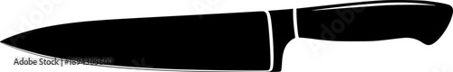 Chef knife silhouette with sharp blade and handle for kitchen culinary tool and food preparation – Black and White Vector Illustration