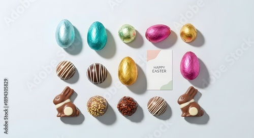 Wallpaper Mural Flat lay of assorted chocolates for Easter gift guide, clean design Torontodigital.ca