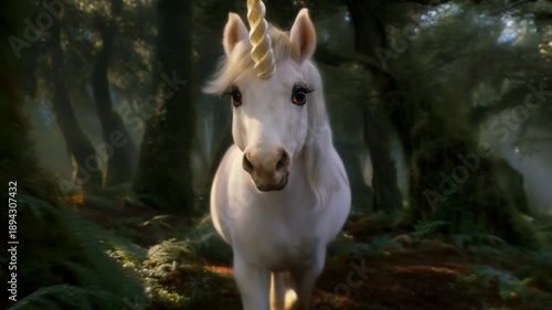 Wallpaper Mural Magical Unicorn Walking in Enchanted Forest Torontodigital.ca