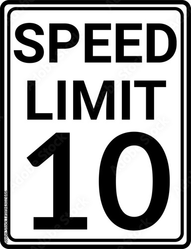 Rectangular Speed Limit 10 Traffic Sign Vector