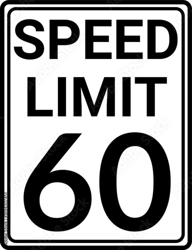 Rectangular Speed Limit 60 Traffic Sign Vector