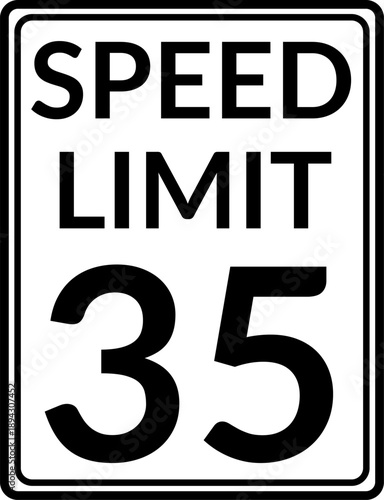 Rectangular Speed Limit 35 Traffic Sign Vector