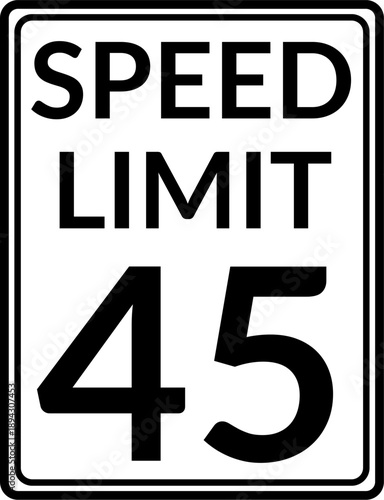 Rectangular Speed Limit 45 Traffic Sign Vector