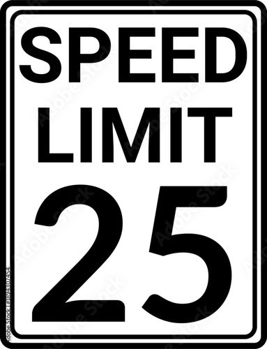 Rectangular Speed Limit 25 Traffic Sign Vector